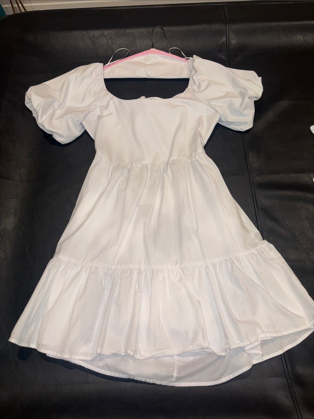 English Factory White Puff Sleeve Tiered Dress